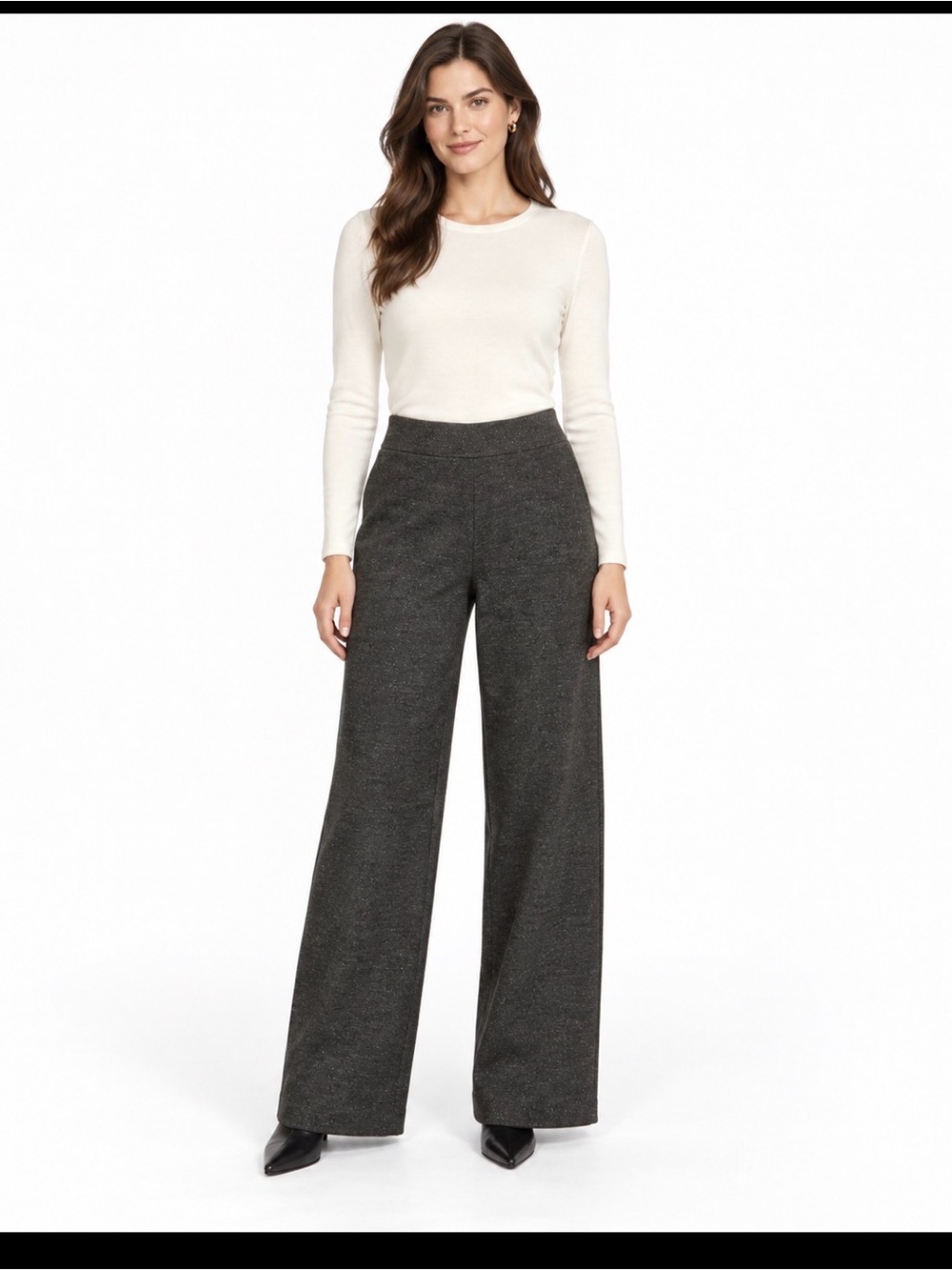 COS Charcoal Grey Wide-Leg Trousers size small wool blend